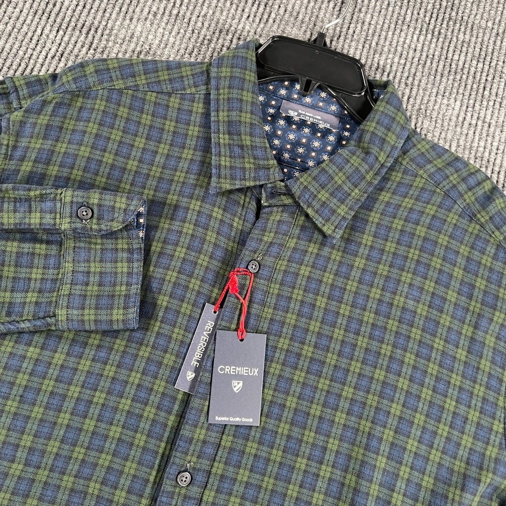 Cremieux Reversible Shirt Mens 2XL XXL Blackwatch Plaid Long Sleeve Button New
